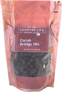 Carob Bridge Mix - Carob Coated Raisins Almonds & Peanuts - Chocolate-Free Sweet Snack Mix (12 Oz)