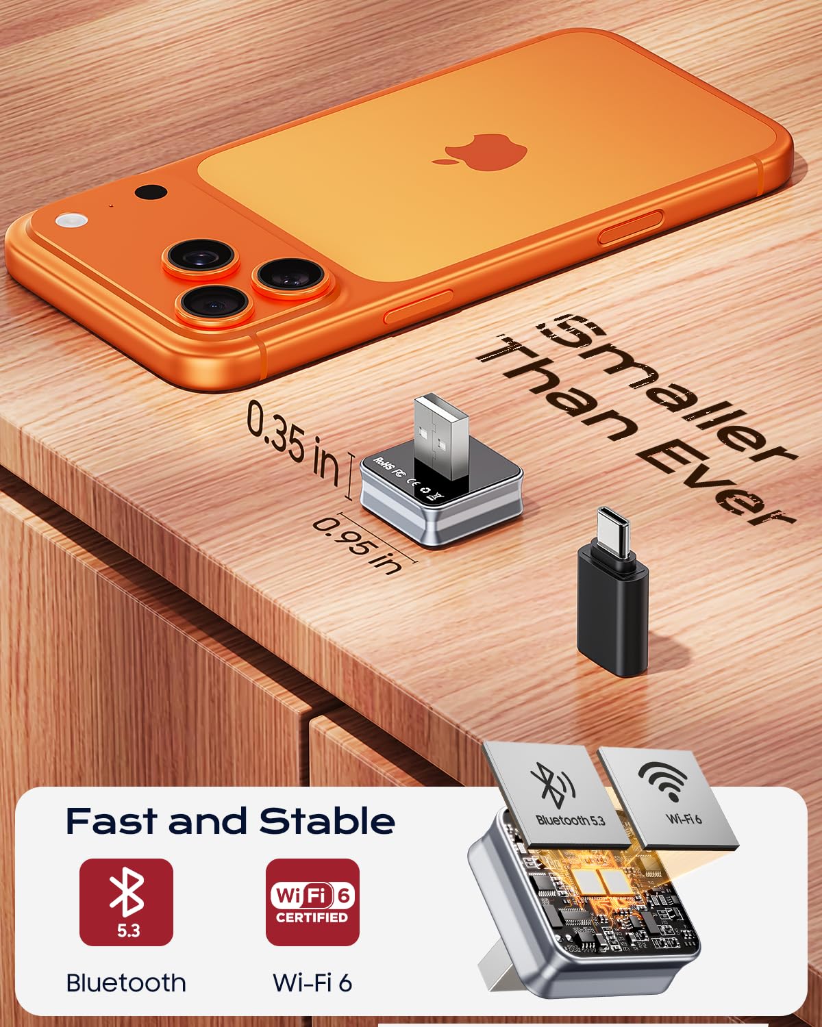 CarPlay Wireless Adapter, 2026 Upgrade entwickelt für CarPlay & Android Auto, Plug & Play, OTA-Update, Bluetooth 5.3 & Dual WiFi 6, schnell und stabil, Grau