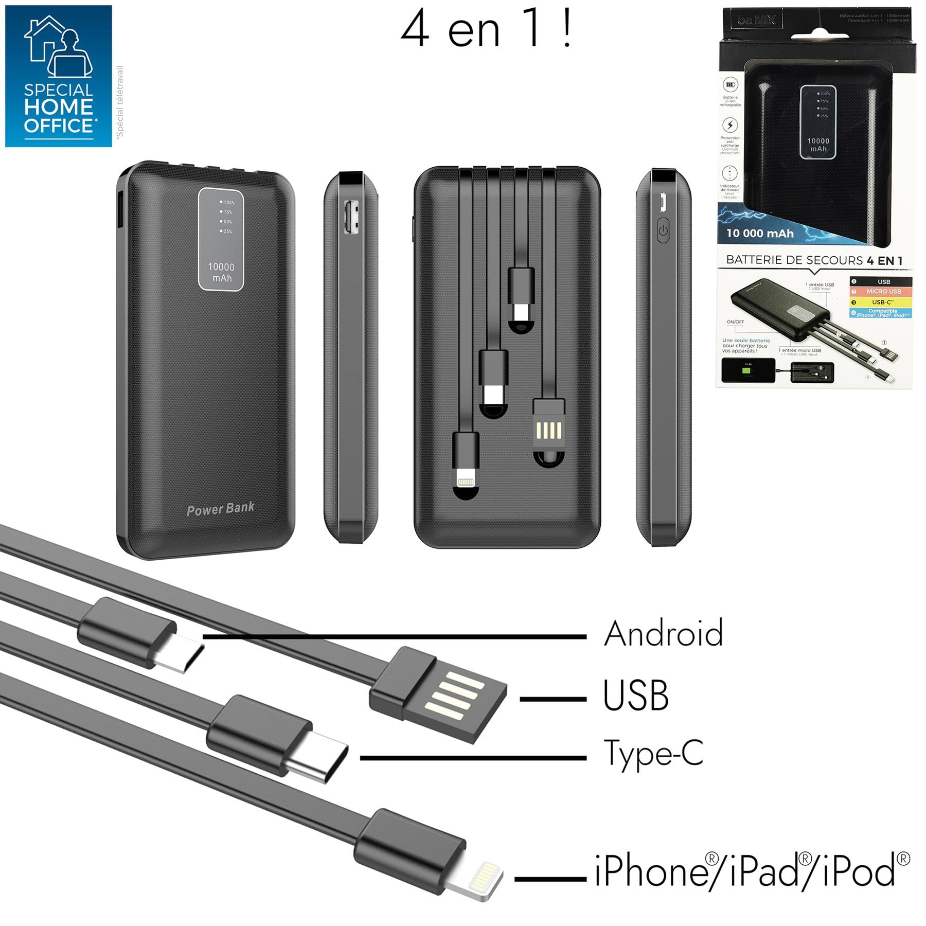 BATERÍA EXTERNA 4 EN 1