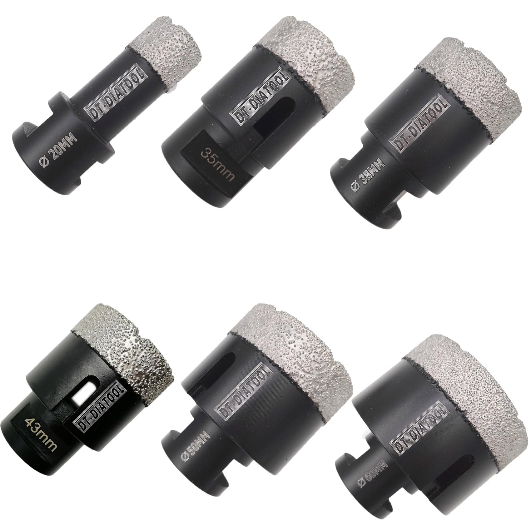 DT-DIATOOL Diamond Drill Bit Set 20/35/38/43/50/60mm Hole Saw for Dry Drilling Tile Porcelain Marble Ceramic Granite
