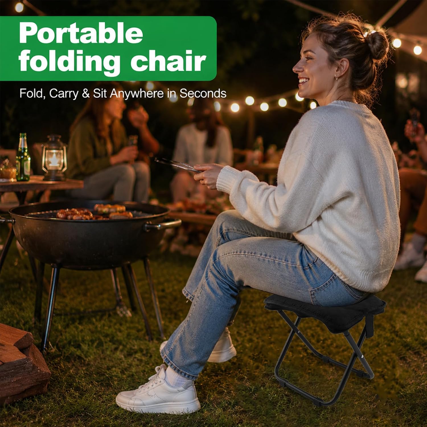 Portable Backpack Stool for Adults, Compact Pocket Folding Stool 176 LBS image 3