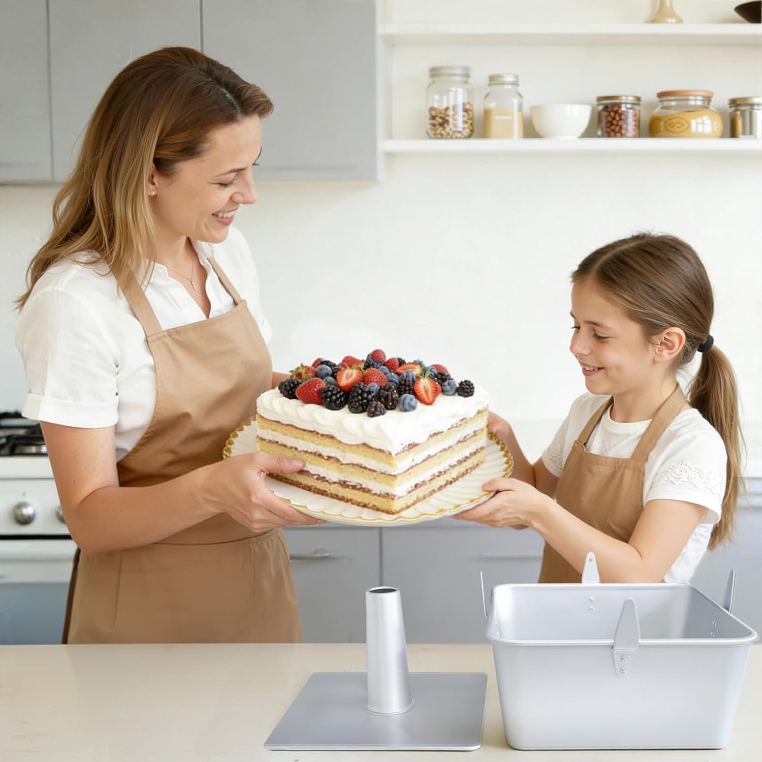 Hitter 18 Cup Angel Food Cake Pan, 10-inch Anodized Aluminum Square Tube Cake Pan with Cooling Feet & Nonstick Coating Perfect for Angel, Chiffon & Pound Cake - Image 6