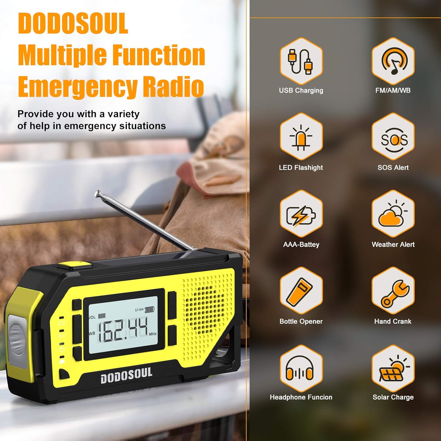 🛒 Crаzу Dеаlѕ Emergency Radio, DODOSOUL Solar Hand Crank Radio-AM/FM/NOAA Weather Radio with Large LCD Display, Portable Hurricane Survival Radio with Flashlight, 2000mAh Chargable Battery, SOS Alert…