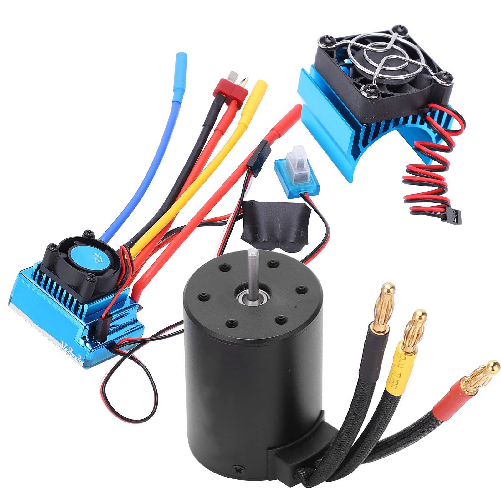 Yctze Silnik Bezszczotkowy 3650 2300KV i Zestaw 60A ESC z Radiatorem do Wyścigów Samochodowych /10 RC