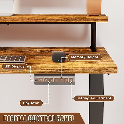 Miniatura 6 de FLYCITY - Escritorio eléctrico de pie en forma de L con archivador, escritorio de esquina de 59 x 59 pulgadas con cajones, escritorio de pie de