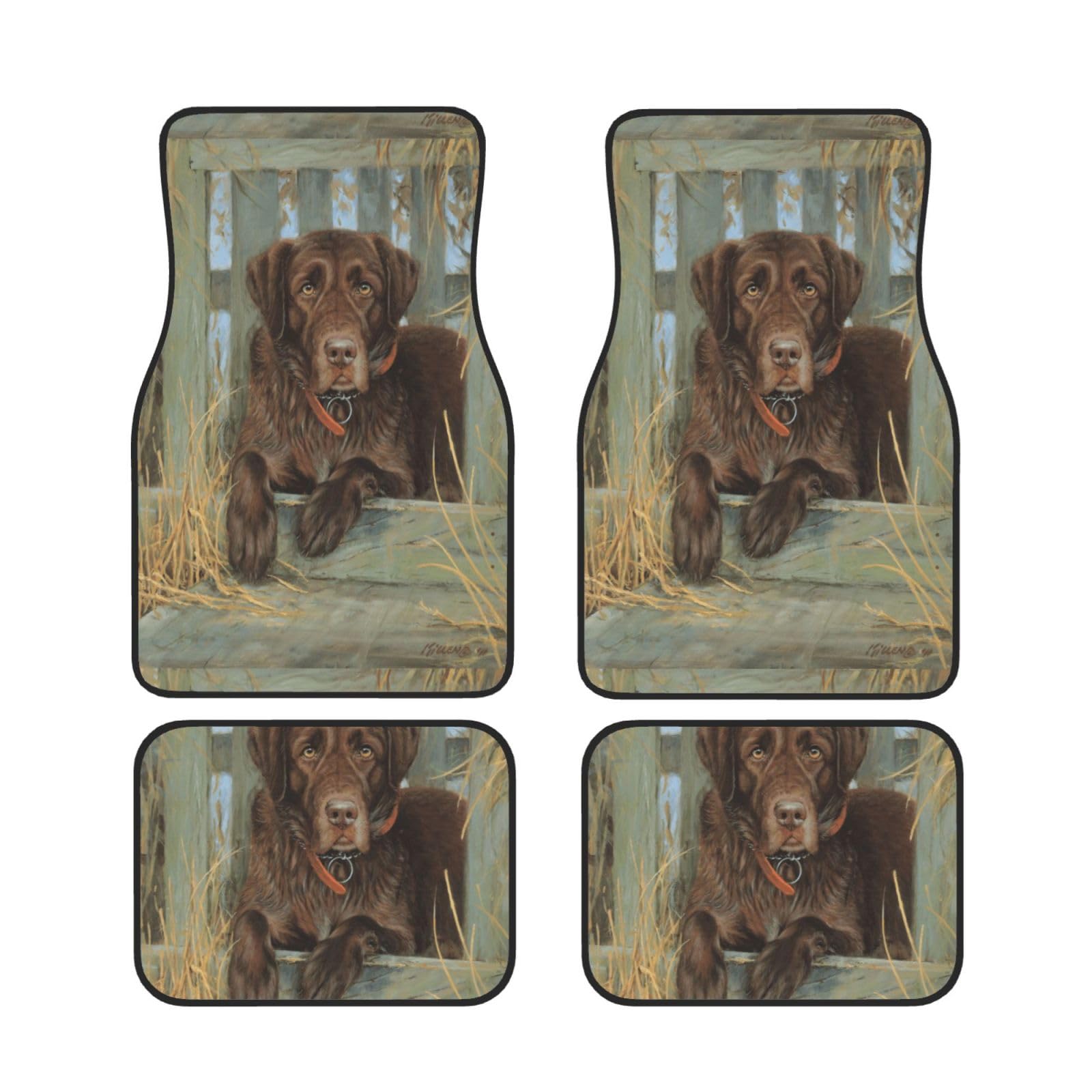Labrador Retriever, Schokoladenbraun, 4er-Set Auto-Fußmatten, Neopren-Fußmatten für Fahrzeuge, rutschfeste Auto-Fußmatten, Autozubehör