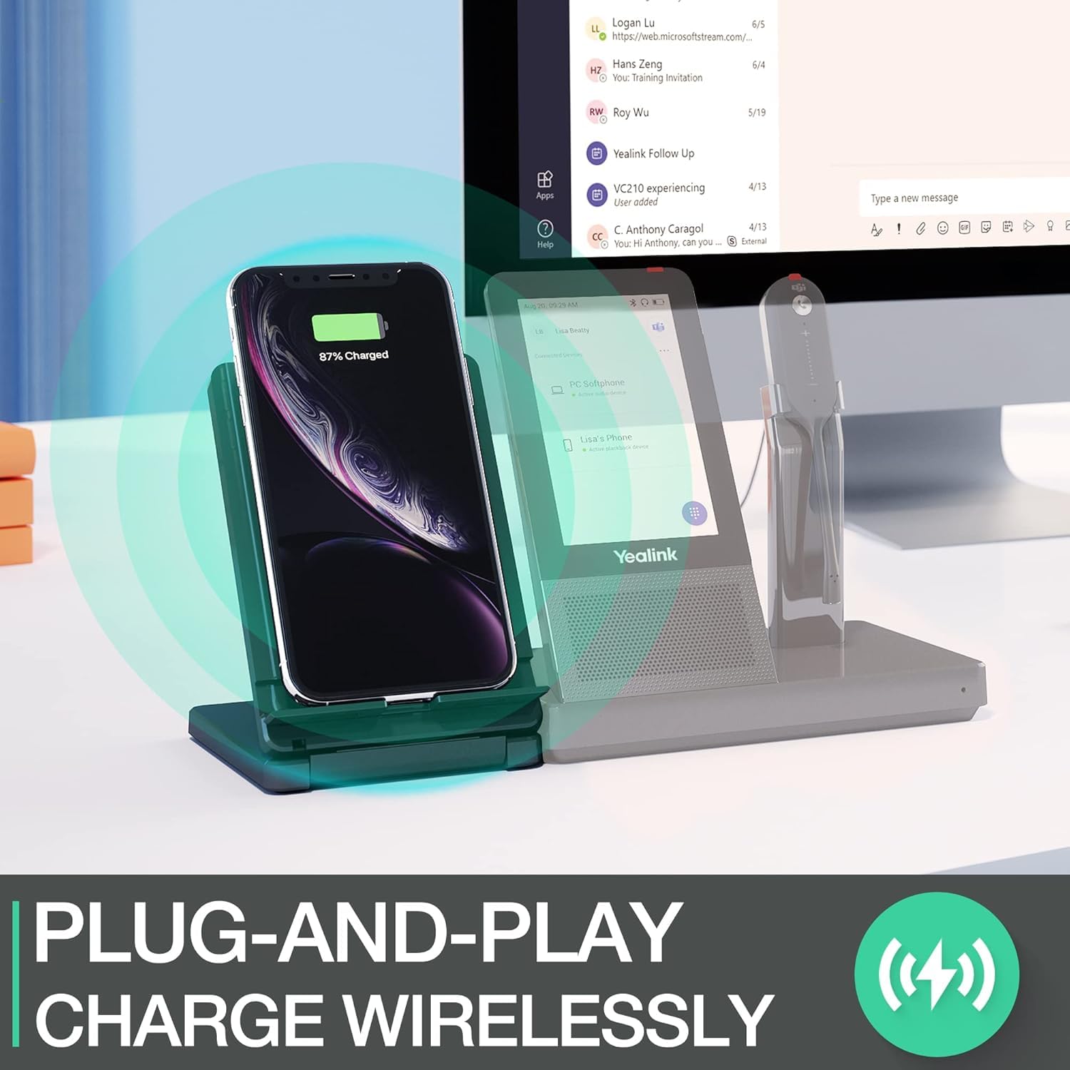 Yealink WHC60 - Soporte de carga inalámbrico para teléfono móvil