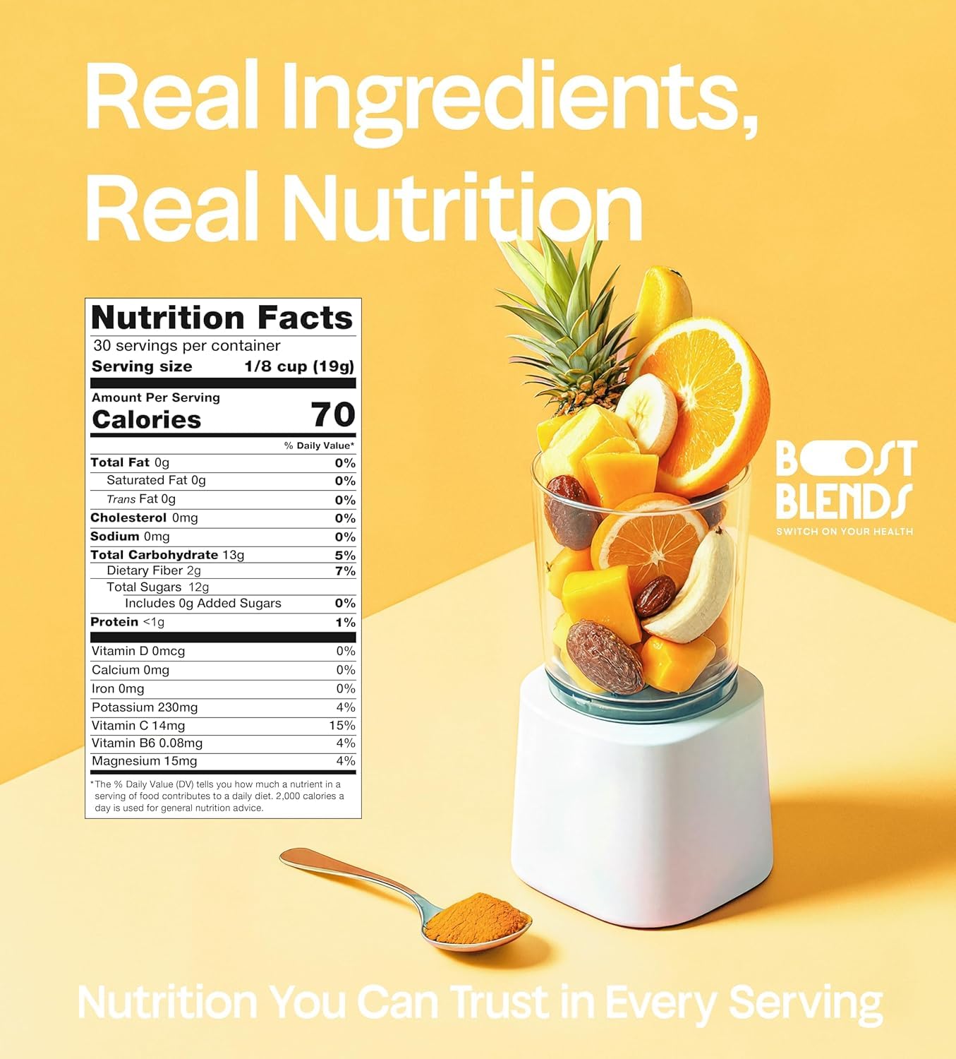 Tropical Smoothie Powder & Smoothie Mix – Freeze Dried Tropical Fruit Blend, No Added Sugar, Vegan, Ready in Seconds, 30 Servings