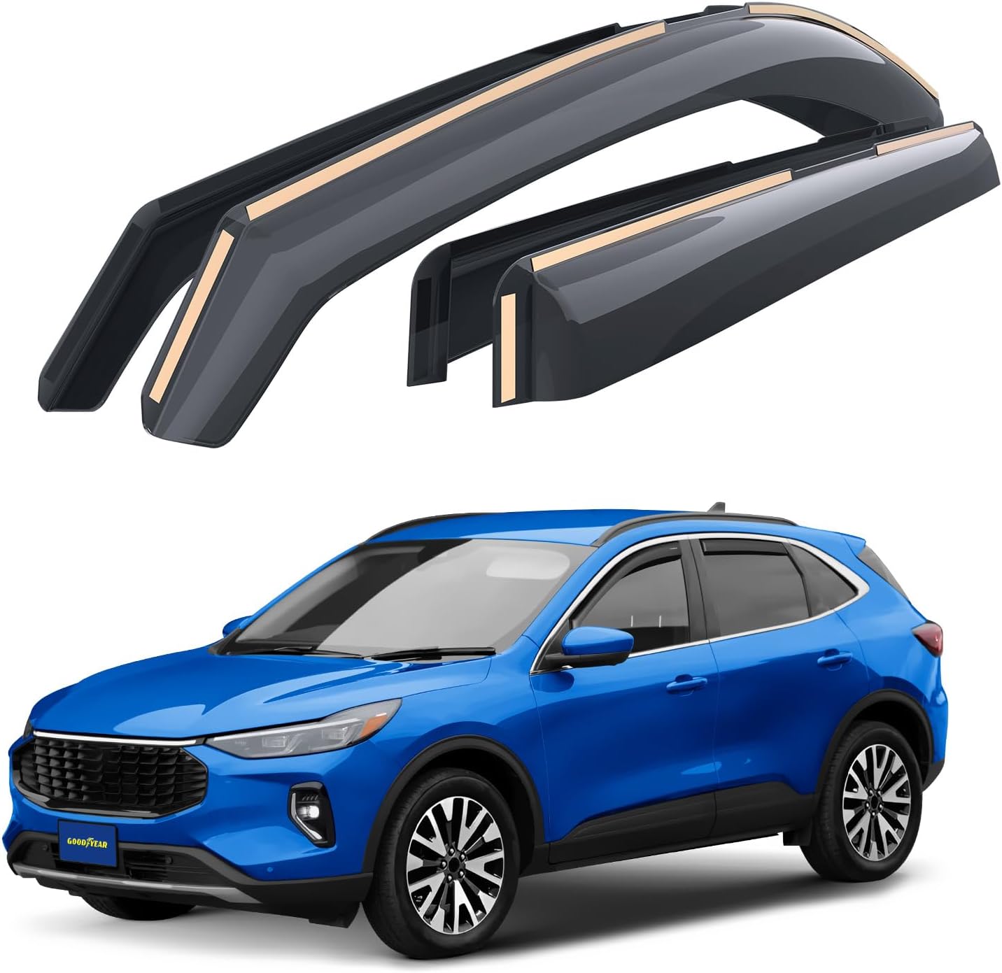 Goodyear Shatterproof In-Channel Window Deflectors for Ford Escape 2020-2026 - Rain Guards, Vent Visors, 4pc Set GY008084