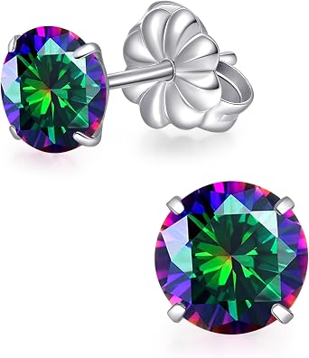 Pure Titanium Stud Earrings, Hypoallergenic F136 Implant Grade Stud Earrings with 6mm Birthstone Crystals CZ Simulated Diamonds for Women Men