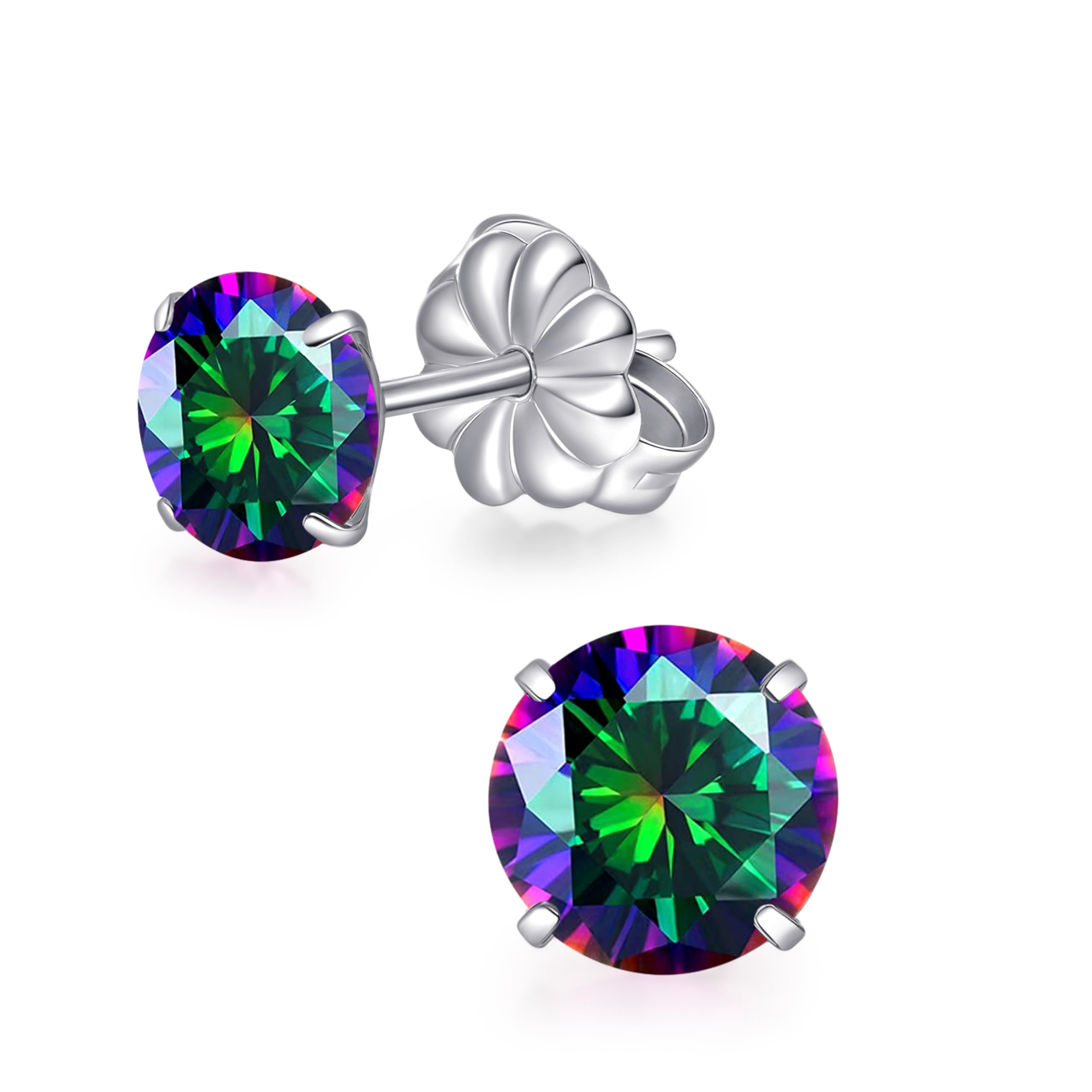 TitanHeart Implant Grade Titanium Stud Earrings F136 Hypoallergenic Titanium Stud Earrings with 6mm CZ Simulated Diamonds for Women Men Sensitive Ear