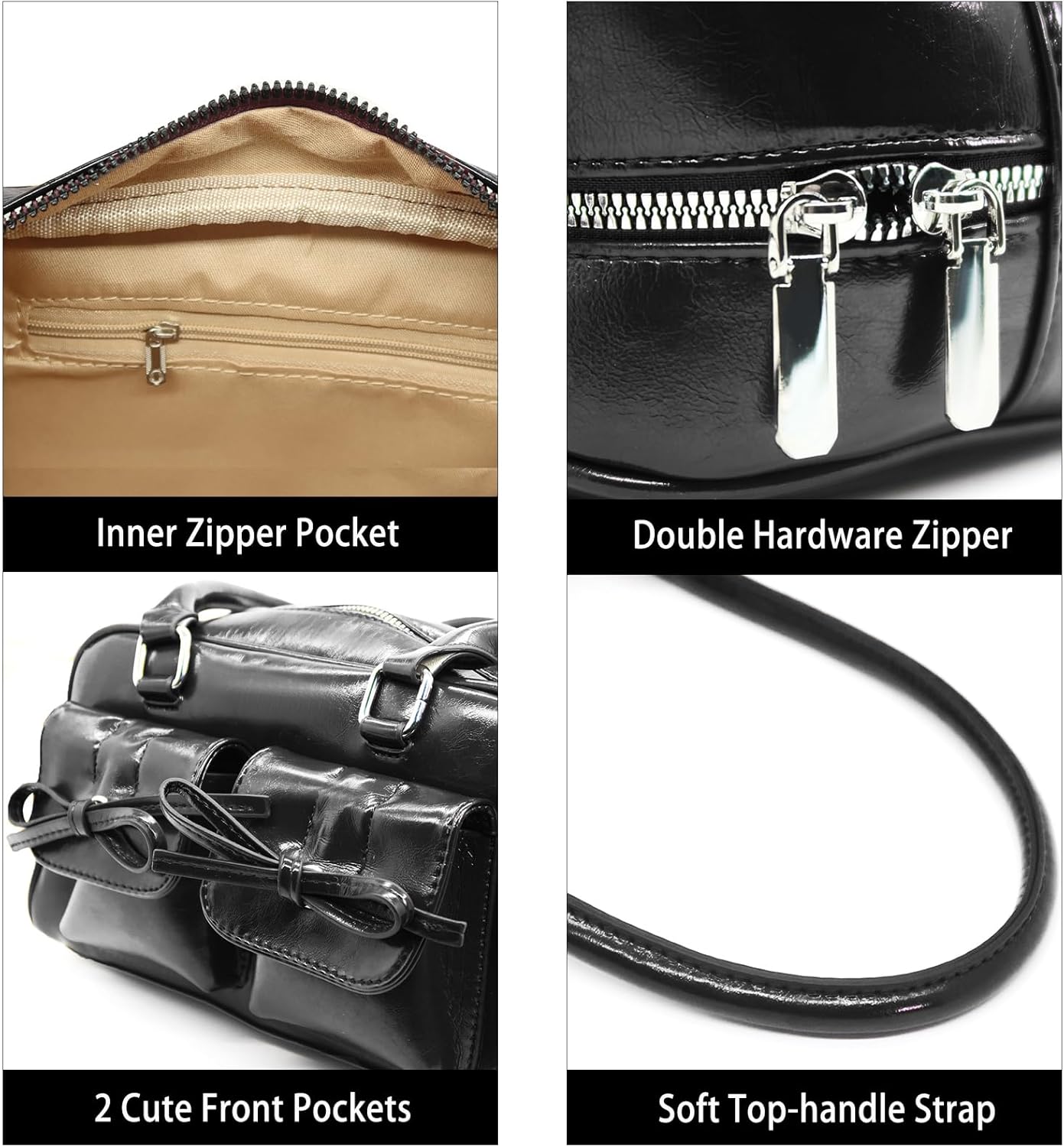 Fozehlad Y2K Shoulder Bag for Women Retro PU Leather Tote Handbag Multi-Pocket Hobo Bag with Zipper for Gifts - Image 7