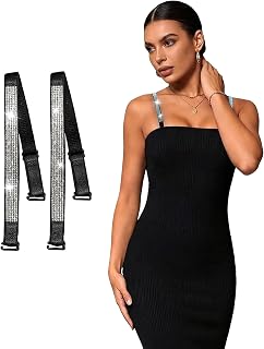 Khwaish Rhinestone Shiny Crystal Diamond Adjustable Elastic Bra Shoulder Strap for Women | Replacement Sparkling Shiny Bra... Price In India