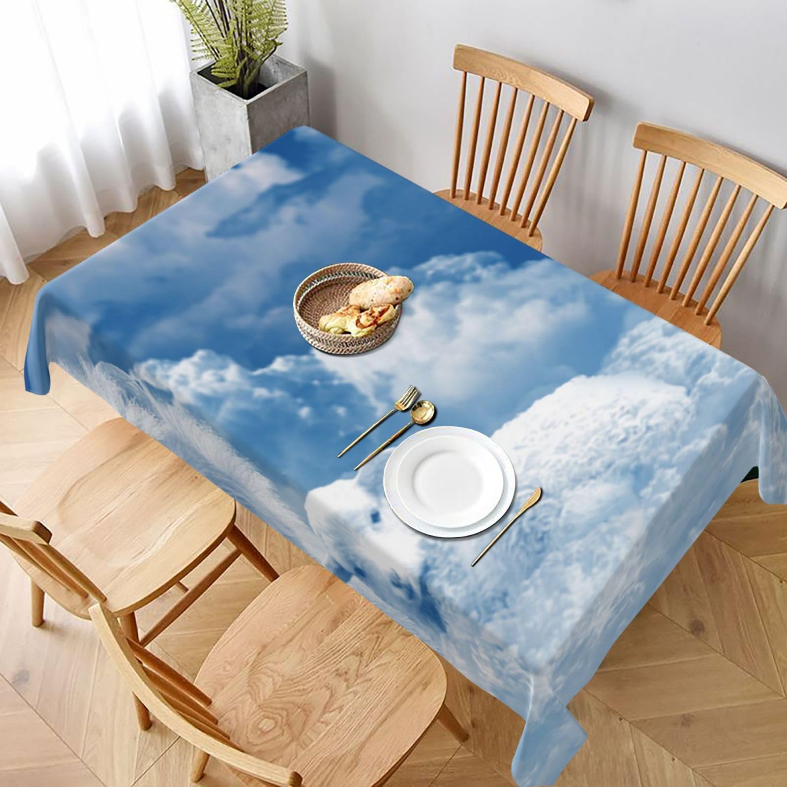 BNVSADC Lamb with A Lion On The Clouds Printed Rectangle Tablecloth 228x152 CM, Water Resistant Polyester Table Cloth Decorative Fabric Table Covers for Kitchen Dining Table Parties Camping