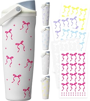Bow Waterproof Stickers Set, 5Pcs, for Owala Water Bottle | for Owala Freesip 24/32/40oz & Stanley Cup, Kids DIY Decorative for Stanley Cup, Laptop, Phone Case & Journal