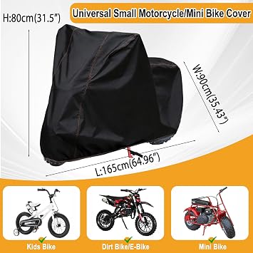 Mini Bike Cover Waterproof For Minibike Dirt Bike Windproof Anti-UV Outdoor | Scooter E-bike Colem-an CT200U CT200U-EX BT200X RT200 B200R B200RSV Massimo Baja,Dustproof,with Storage Bag
