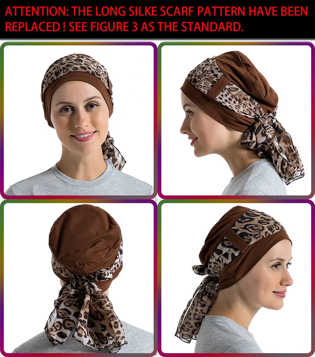 JarseHera Bamboo Cotton Liner Chemo Headwear for Women with Silky Scarfs for Cancer Hair Loss Sleep Caps Beanie - Image 5
