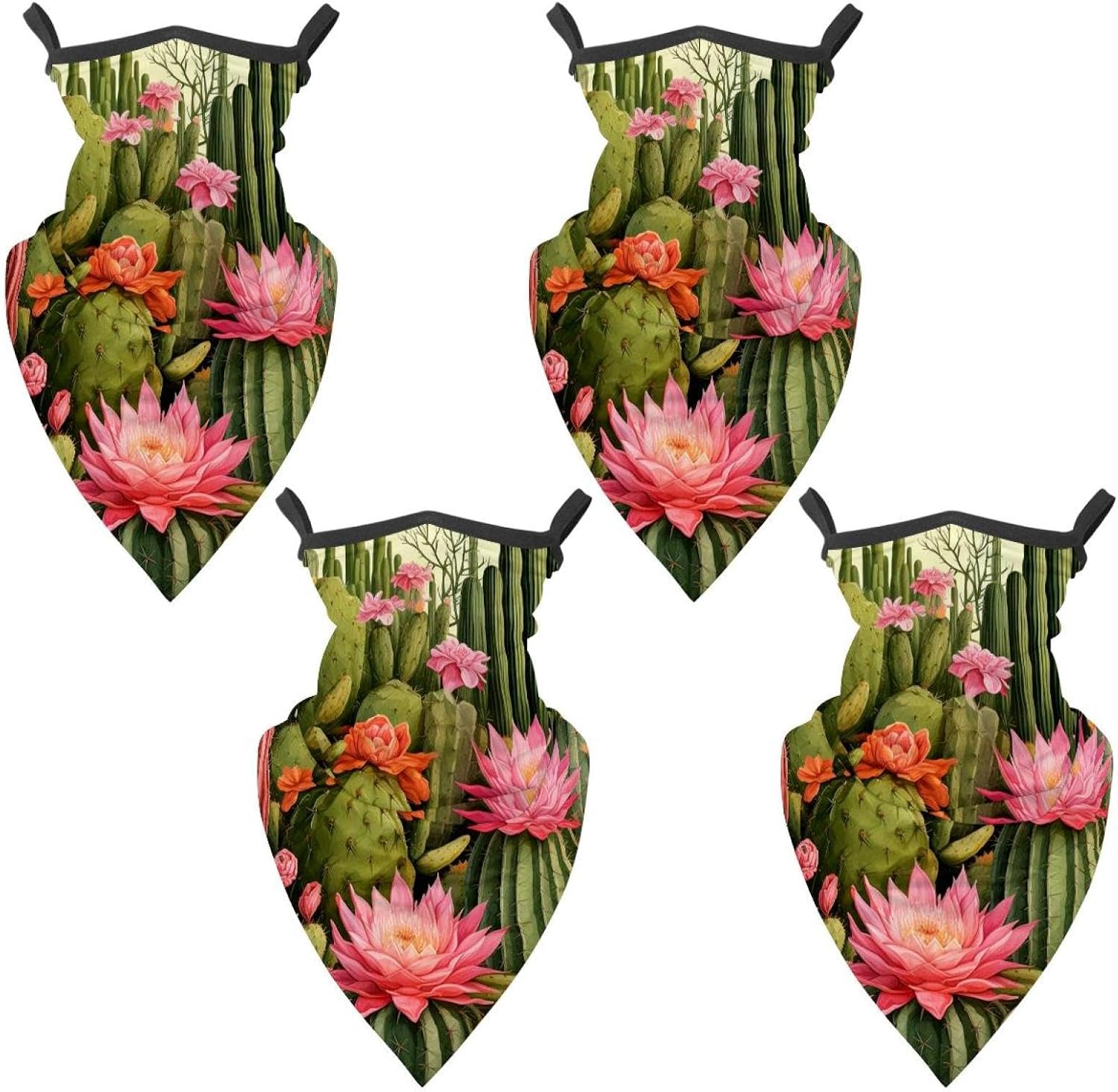 4 Pieces Cooling Neck Gaiter Face Cover for Sun Protection Cactus Face Mask Reflective for Men Women Fishing Cycling Hiking