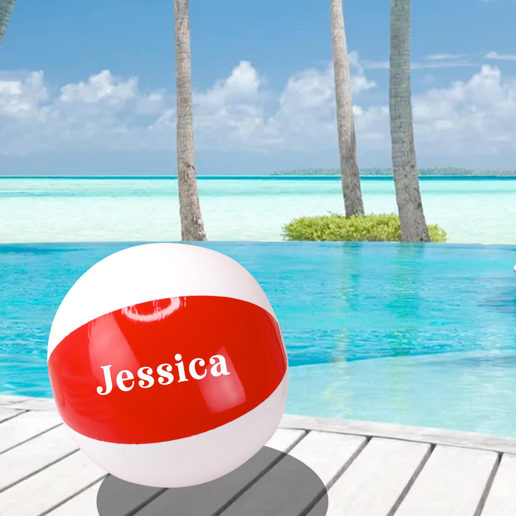 eBuyGB Personalised Vinyl 9" Inflatable Red Beach Ball Pool Party Garden Toy Holiday Abroad Swimming Accessory Beach Gift - Custom Name (Pack of 15)