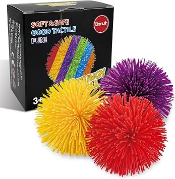 3 Pack Stringy Balls Fidget Toys, 3 Inch Sensory Stretchy Balls for Kids & Adults, Soft Silicone Stress Relief Toys, Party Favors, Classroom Prizes, Carnival Goodie Bag Fillers Red, Yellow, Purple