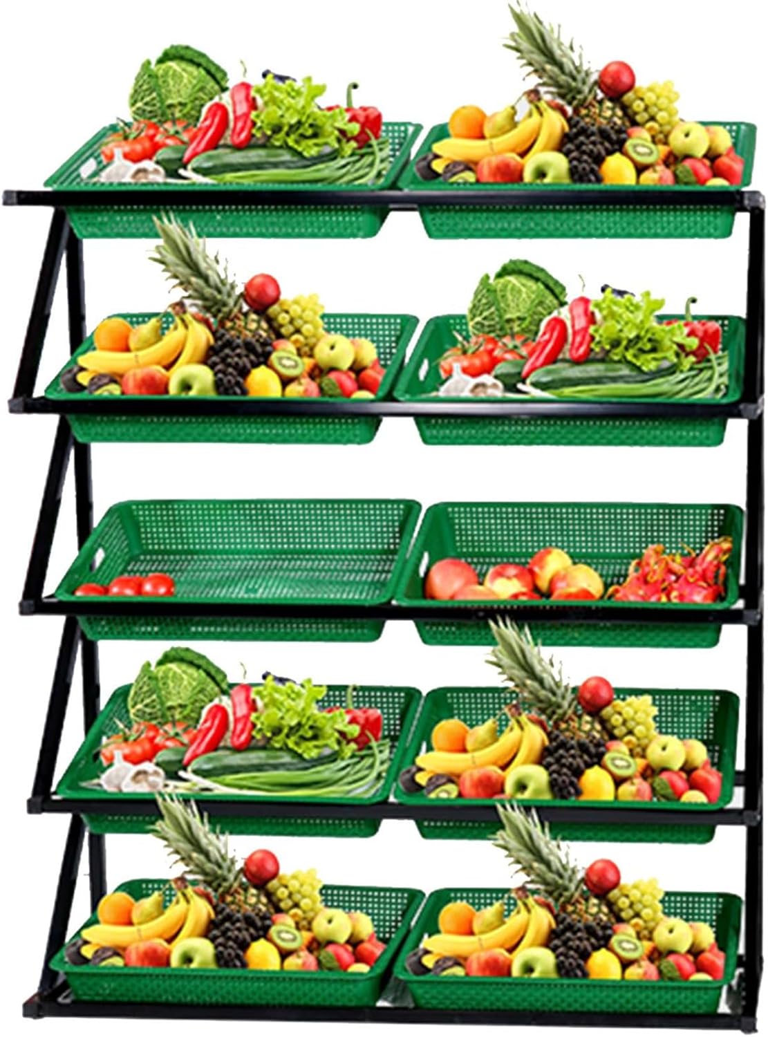 Mobile Storage Rack Freestanding Display Rack Tool Pegboard Garage,5-Tier Retail Display Rack - Versatile Snack & Candy Shelf Fruit & Vegetable Stand Commercial & Home Storage Solution with
