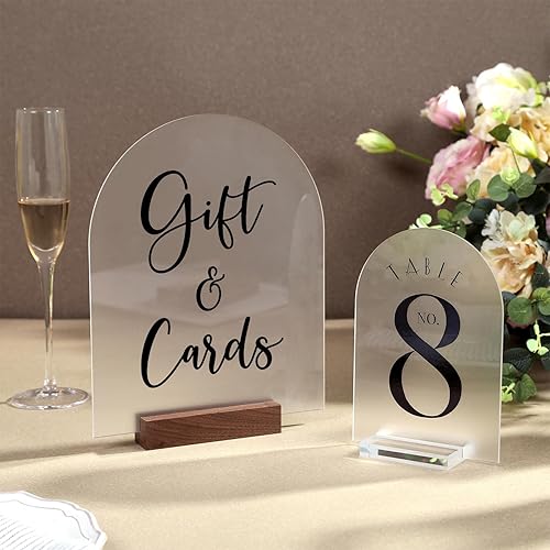 Miniatura 42 de UNIQOOO Paquete de 10 letreros de mesa de acrílico esmerilado de 8 x 10 pulgadas para boda con soportes, 1/8 pulgadas de grosor, hoja de letrero