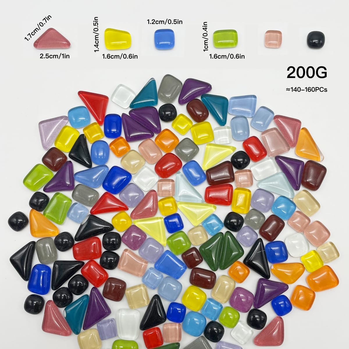 200G DIY Mosaic Crystal Tiles, Colorful Irregular Crystal Free Stones, Craft Tiles for Kids Handmade, Parent-Child DIY Projects, Candle Holder Decoration (Mixed Colors)