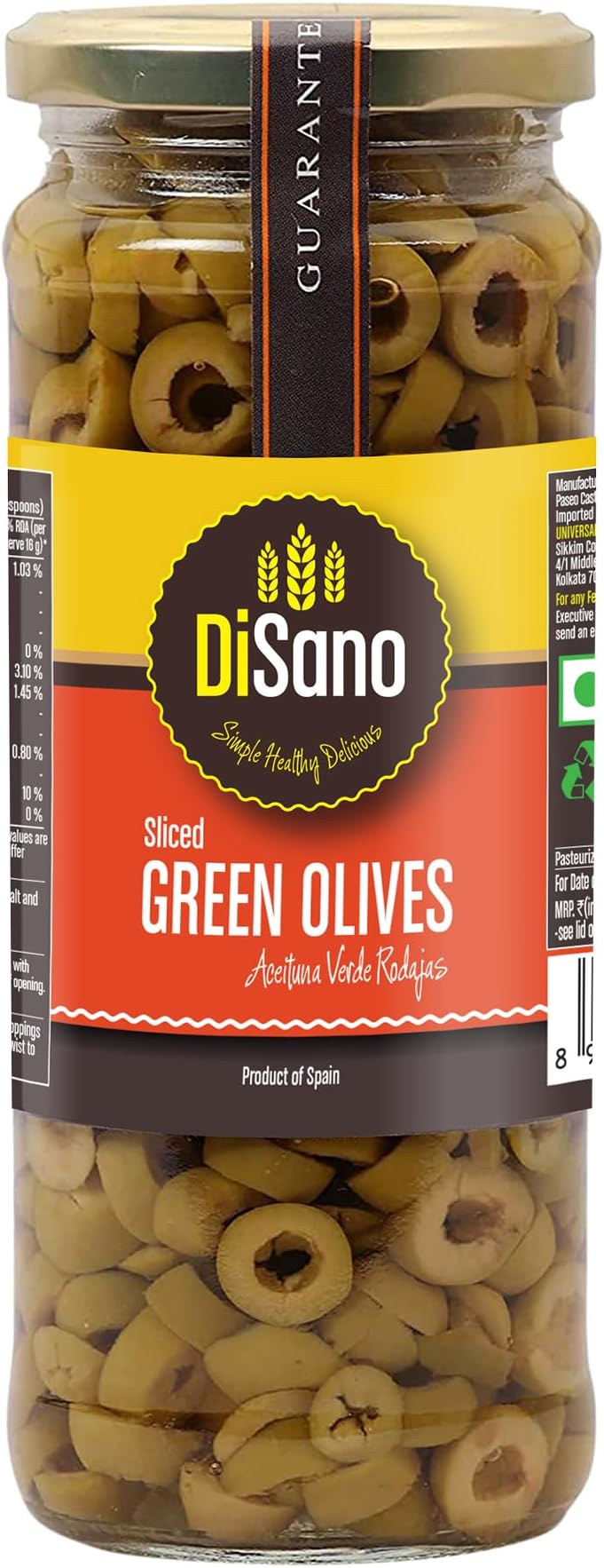 DiSano Sliced Green Olives, 450g