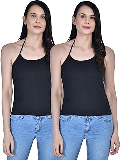 aimly Women's Cotton Sleeveless Halter Neck Camisole Slip Spaghetti Combo Pack of 2-picture-19