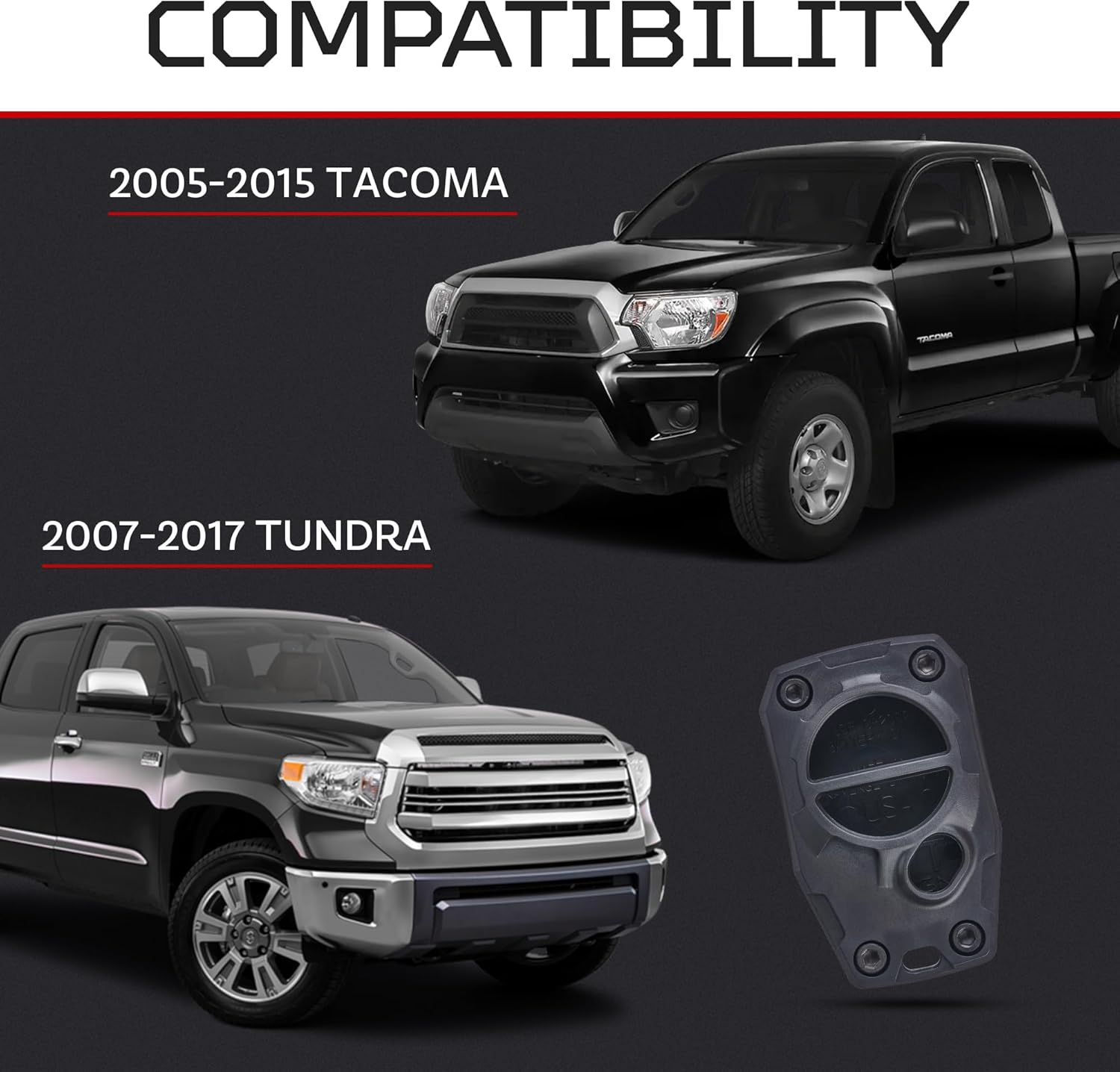 AJT DESIGN Replacement Key Fob Case for Tundra (2007–2017) and Tacoma (2005–2015) – Rugged Injection-Molded PC-ABS Key Fob Shell – Bolt-Together Design for Added Strength – Made in the USA -Black