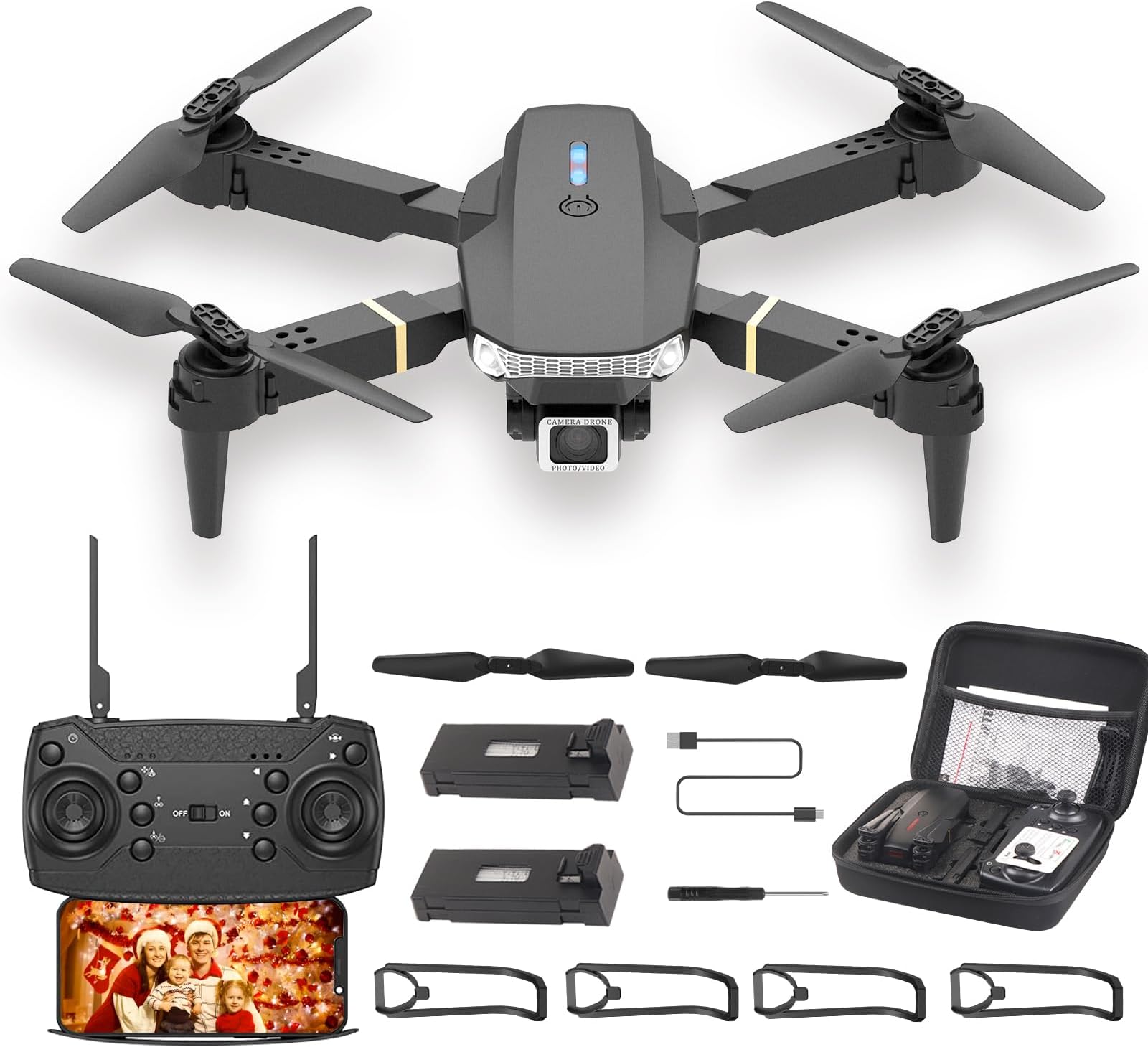 Wipkviey T27 Drone with Camera for Adults, 720p HD FPV Foldable Remote Control Drone with 3D Flips/Altitude Hold/Gesture Selfie/Waypoint Flight, 2 Batteries and Case, Gifts for Boys/Girls Beginners