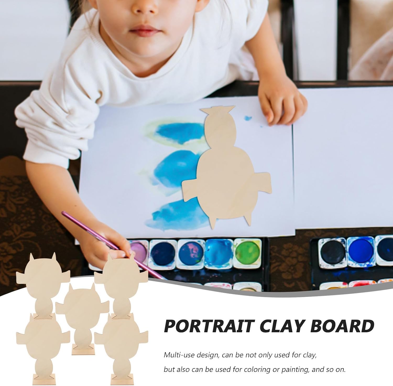 Healifty 5pcs White Wood Pottery Art Boards for Clay Crafting, Multi-use Blank Portrait Boards for Artistic Expression and DIY Craft Projects