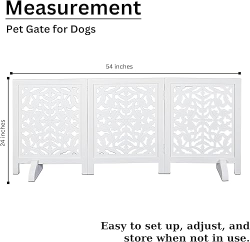 Miniatura 2 de Puerta independiente para perros, puerta plegable de madera para mascotas de 3 paneles para interiores, 54 pulgadas de ancho x 24 pulgadas de alto,