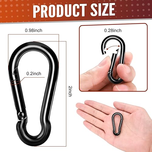 Miniatura 4 de Ganchos de resorte, clip de mosquetón de 2 pulgadas, mosquetones resistentes, ganchos de presión de enlace rápido para actividades en interiores y