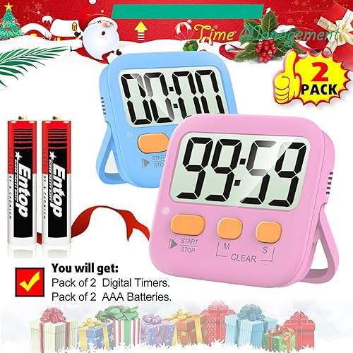 Miniatura 56 de Antonki Paquete de 2 temporizadores digitales para niños, temporizadores de cocina magnéticos de cuenta regresiva para cocinar, huevos, aula, 2 x