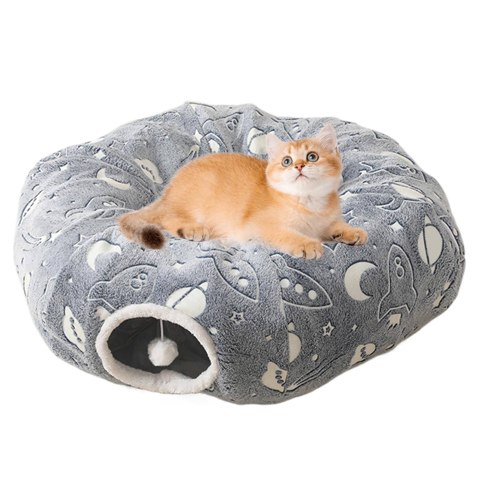 Tunnel Ciambella per Gatti Cuccia Tunnel A Ciambella Per Gatti | Cuscino Fosforescente Giocattolo Interattivo per Interni Casa