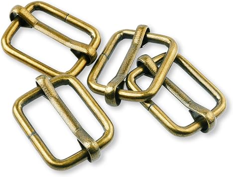 CooBigo 25 Pack 1 Inch Metal Adjustable Slide Buckles Tri-Glide Adjuster Suspender Strap Slider for Purse Bag Hardware Making Supplies Belt Backpack replacement KeeperBronze