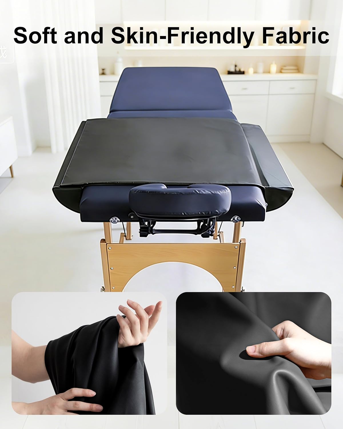 HOMCA Massage Table Side Arm Extenders Pads – 3.93in/10cm Width PU Leather Adjustable Bolster Pillow Set with Straps, Fits Most Tables & Chairs