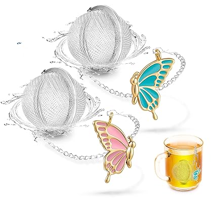 NSTaygate 2pcs Tea Steeper for Loose Tea,Tea Infuser Tea Balls for Loose Tea with Charm Handmade Cute Butterfly BFF Pendant Loose Leaf Tea Steeper Tea Strainer for Girls Women Best Friend Gift