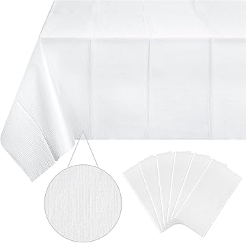 Ragnhild 6 Pack White Paper Tablecloths for Rectangle Tables, 3 Ply Paper Disposable Table Cloths for Parties, Bulk Rectangle Party Table Cover for Birthday, Wedding, Anniversary, Banquet, 54x108Inch