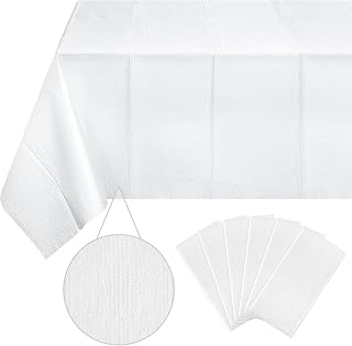 Ragnhild 6 Pack White Paper Tablecloths for Rectangle Tables, 3 Ply Paper Disposable Table Cloths for Parties, Bulk Rectangle Party Table Cover for Birthday, Wedding, Anniversary, Banquet, 54x108Inch