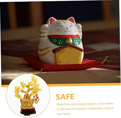 Miniatura 8 de BIUDECO Citrine Macrocarpa Feng Shui Decor Feng Shui Coins Money Tree Coins Lucky Tree New Year Gifts Golden Treasure Tv Stand Decor Crystal Craft