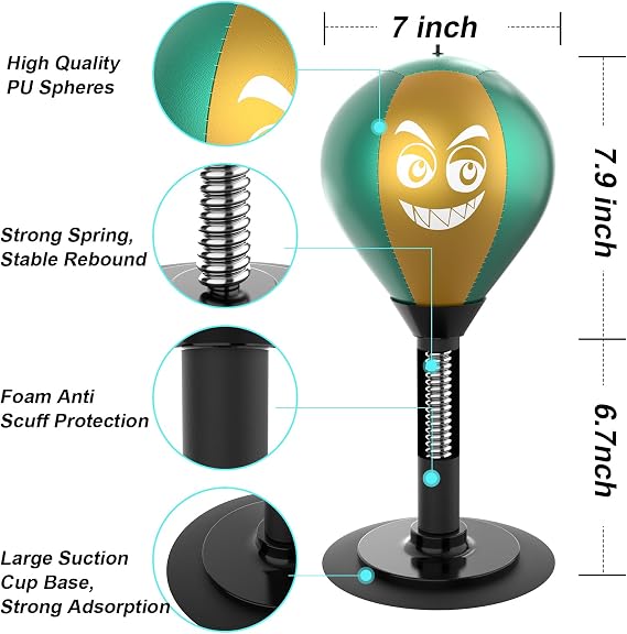 HZG Desktop Punching Bag, Stress Buster with Suction Cup for Office Table and Counters