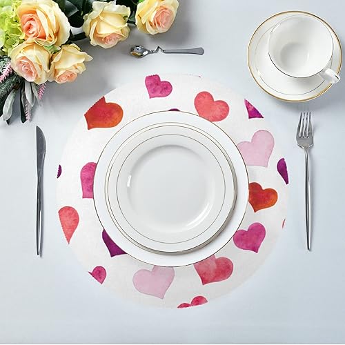 Miniatura 4 de Juego de 6 manteles individuales redondos para el día de San Valentín, para mesa de cocina, manteles individuales lavables para mesa de cocina