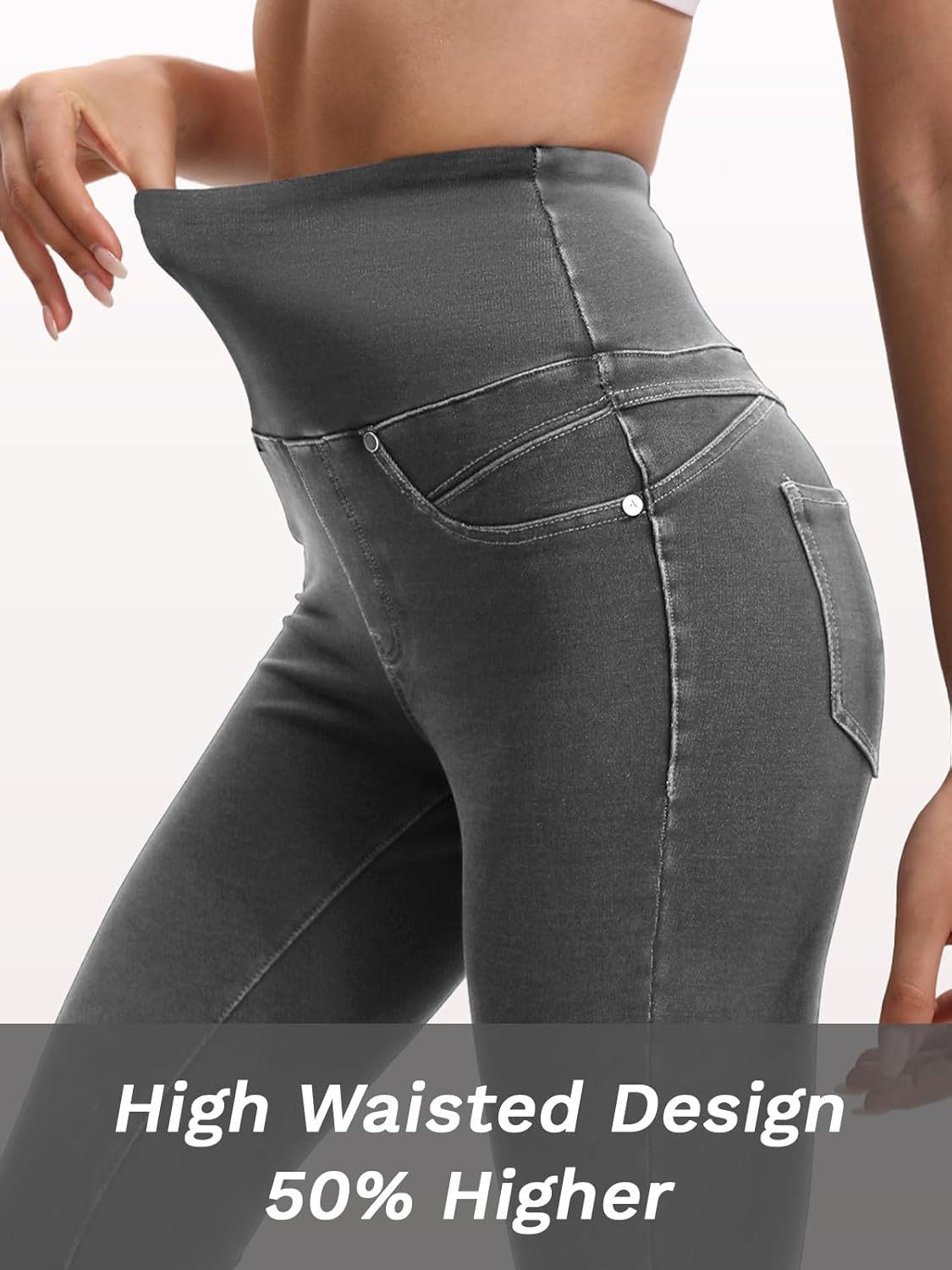 Stretchy Jeans for Women High Waisted Jeggings Tummy Control Slim Fit Jeans Pull On with Pockets Stylish Casual - Image 3