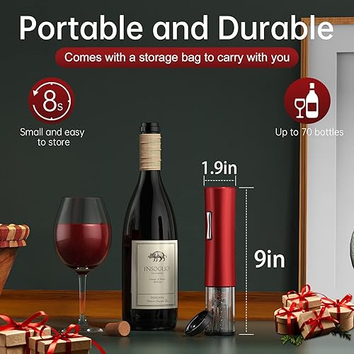 Miniatura 2 de Abrebotellas de vino, un imprescindible para el regalo de los amantes del vino, abridor eléctrico de botellas de vino con cortador de papel de