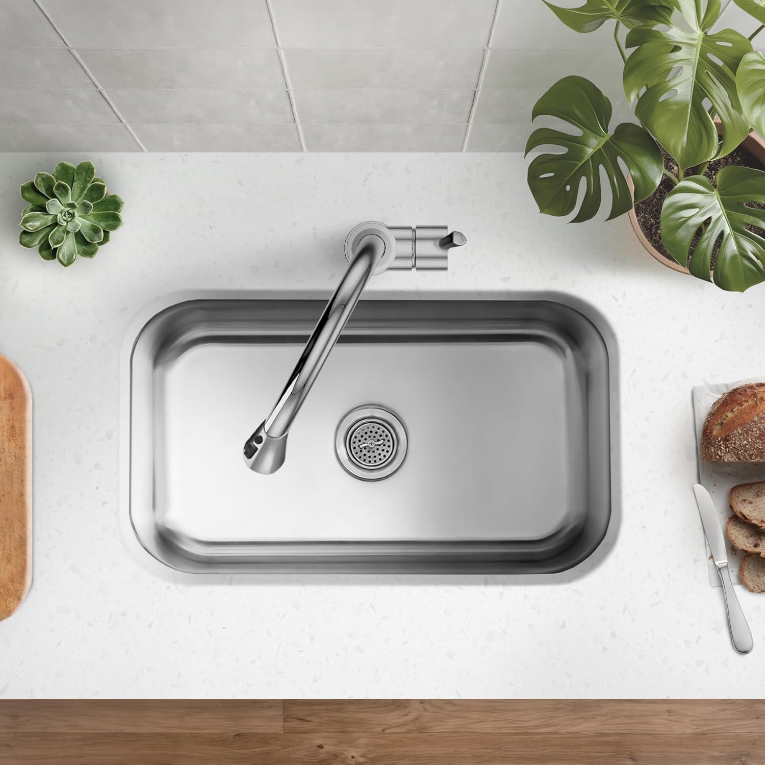 MERCURY 30 in. 16-Gauge Stainless Steel Undermount Large Single Bowl Kitchen Sink (Sink Only)