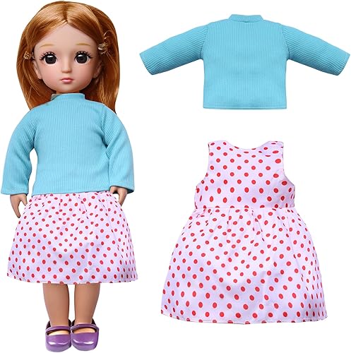Accesorios de ropa de muñeca de 18 pulgadas  2 piezas de disfraz de muñeca de otoño incluye suéter azul, faldas clásicas, muñeca, trajes, se adapta