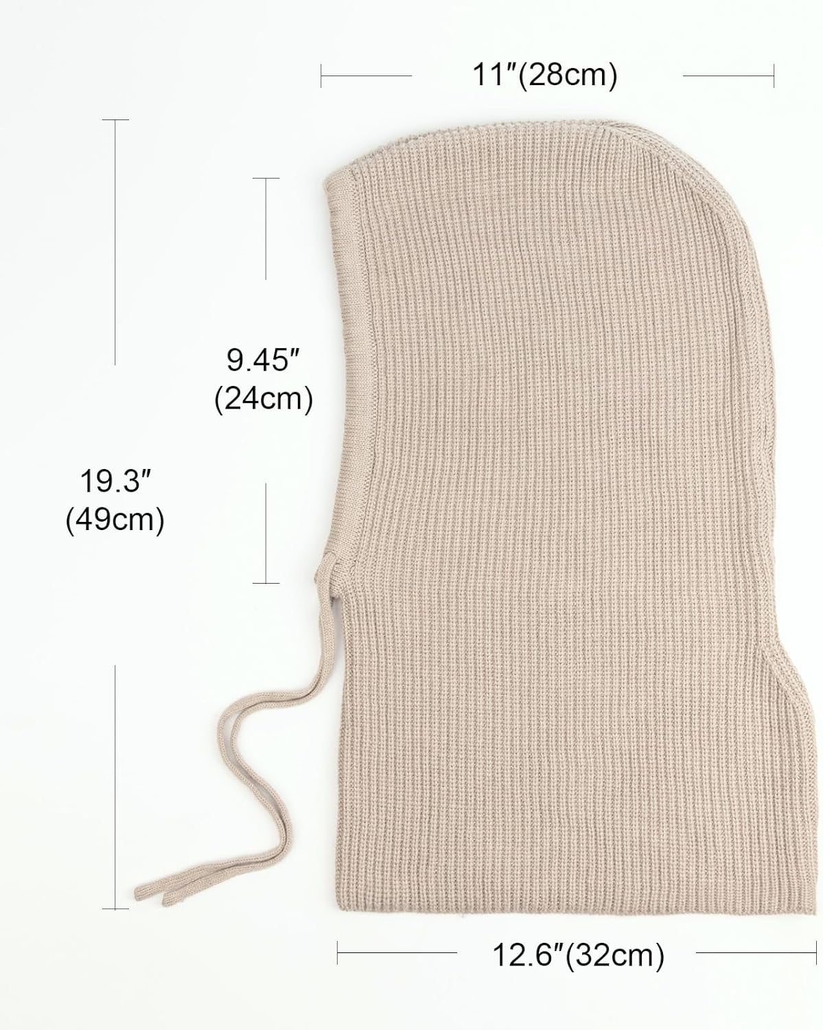 Hooded Scarf Hat Knit Balaclava Women Beanie Skull Cap with Drawstring Warm Winter Hats for Women Men Outdoor Sports - Image 2