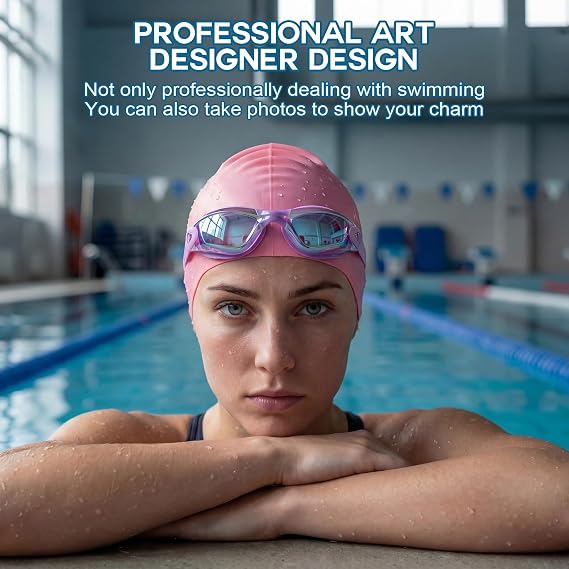 Swimming Goggles with Earplugs, Cap, Nose Clip & Bridge, Storage Case Set 6 in 1 Swim Glasses Kit for Men Women Adults
